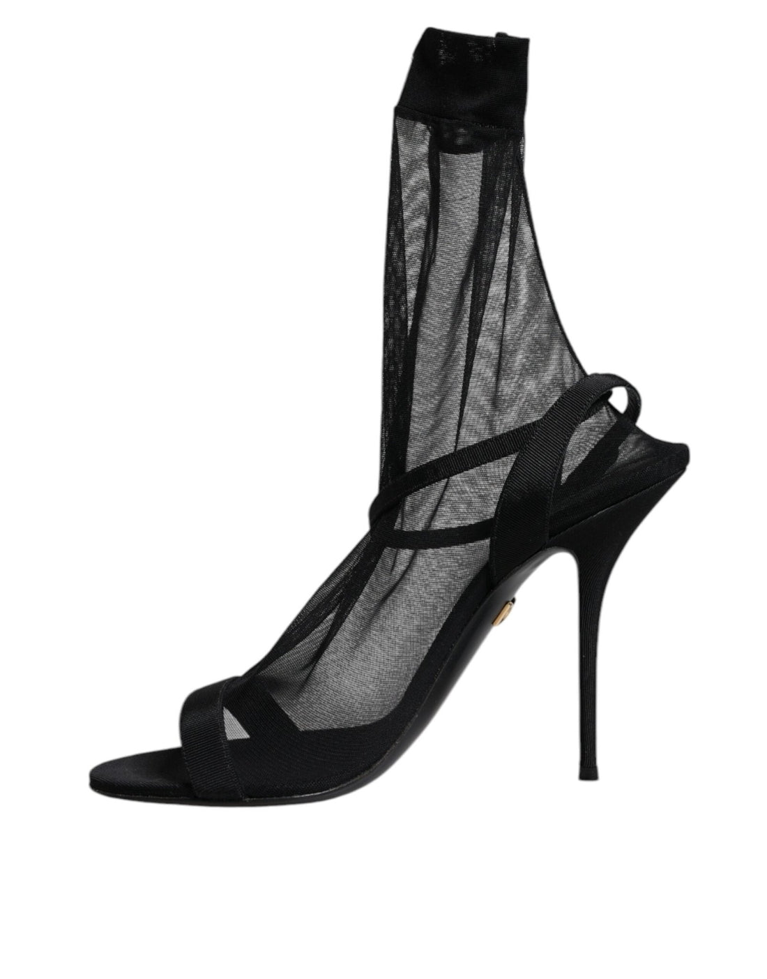 Dolce & Gabbana Black Tulle Stretch Heels Sandals Shoes - RIMODA