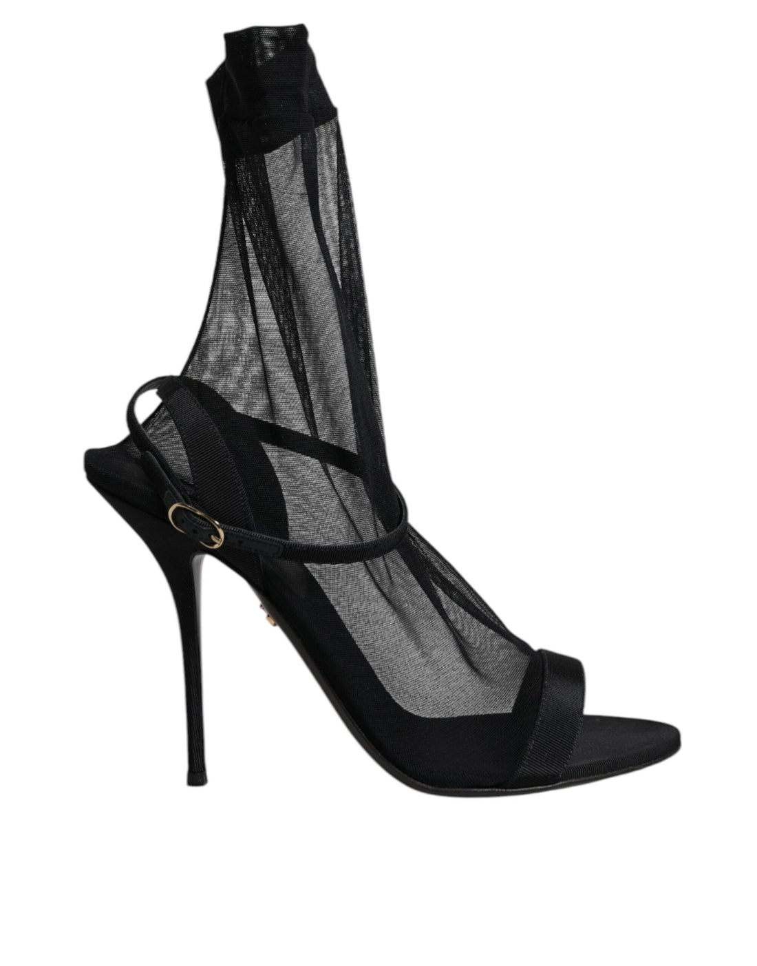Dolce & Gabbana Black Tulle Stretch Heels Sandals Shoes - RIMODA