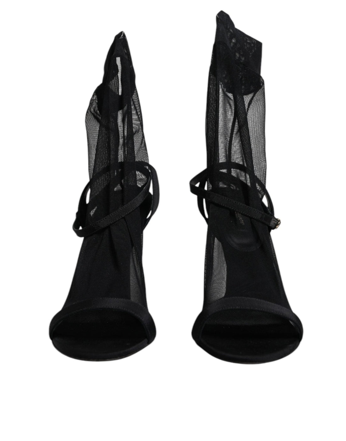 Dolce & Gabbana Black Tulle Stretch Heels Sandals Shoes - RIMODA