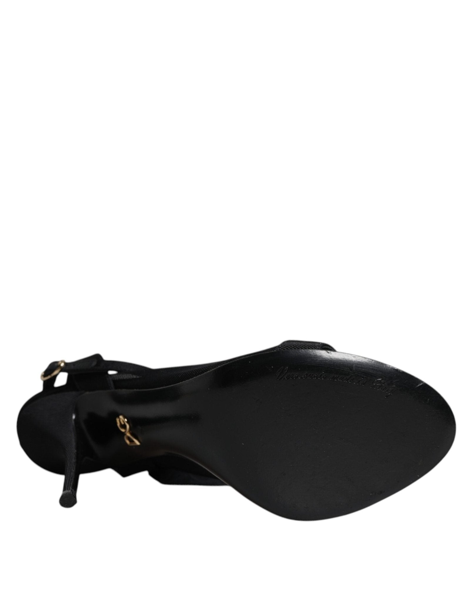Dolce & Gabbana Black Tulle Stretch Heels Sandals Shoes - RIMODA