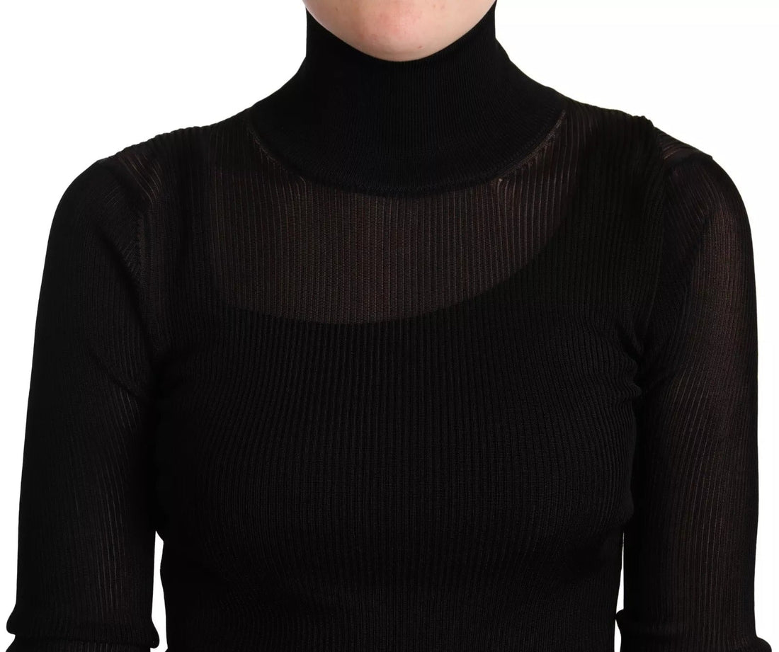 Dolce & Gabbana Black Turtleneck Form Fitting Pullover Sweater - RIMODA