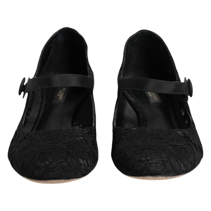 Dolce & Gabbana Black Vally Taormina Floral Lace Pumps Shoes - RIMODA