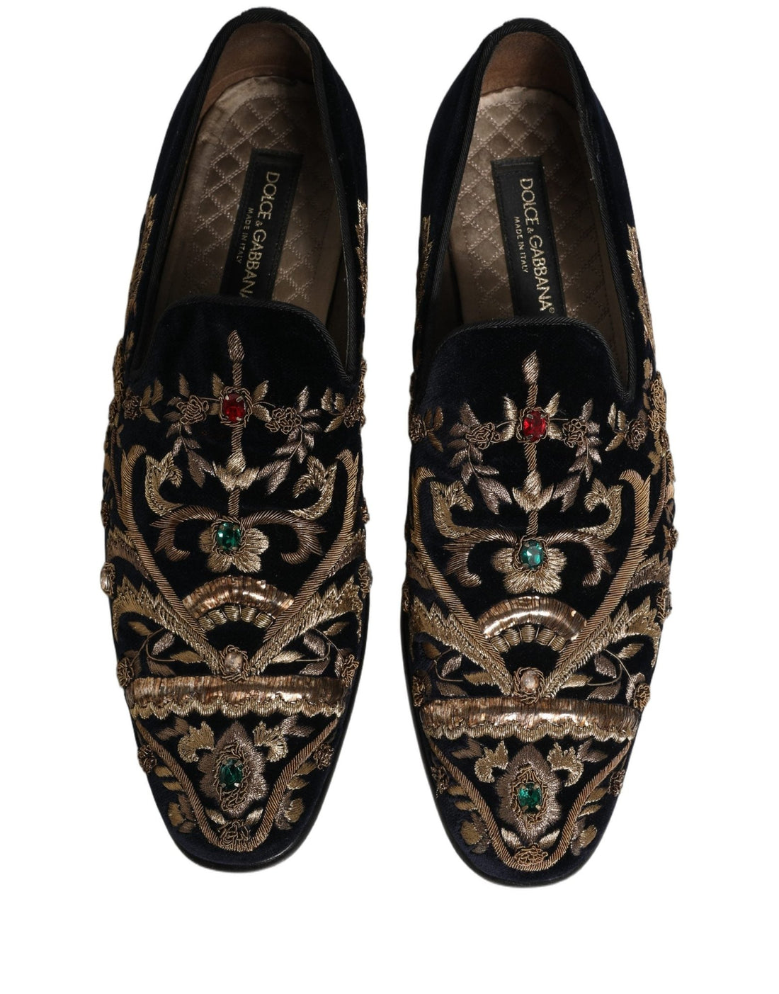Dolce & Gabbana Black Velvet Embellished Dress Loafers Shoes - RIMODA