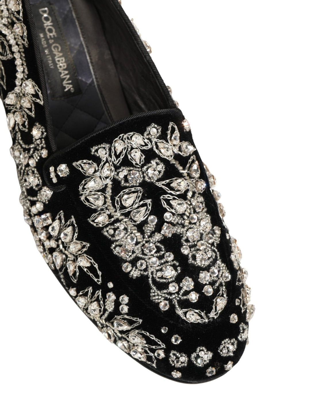 Dolce & Gabbana Black Velvet Embellished Dress Loafers Shoes - RIMODA