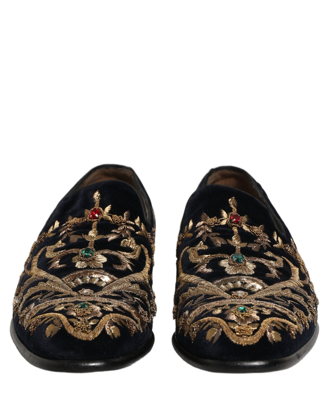 Dolce & Gabbana Black Velvet Embellished Dress Loafers Shoes - RIMODA