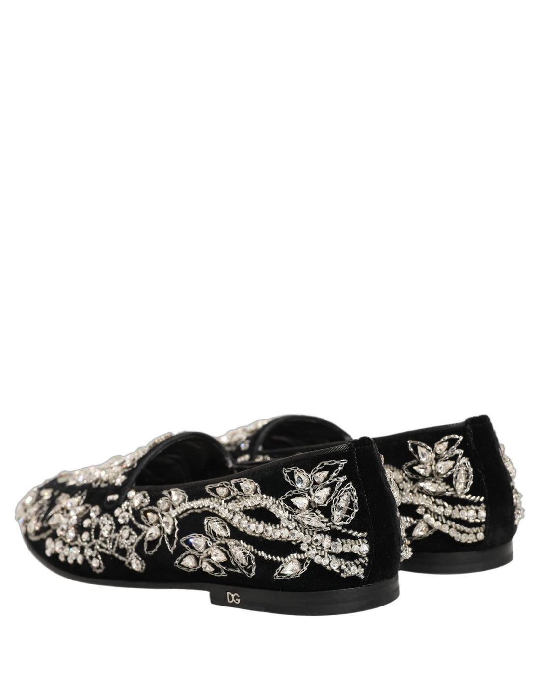 Dolce & Gabbana Black Velvet Embellished Dress Loafers Shoes - RIMODA