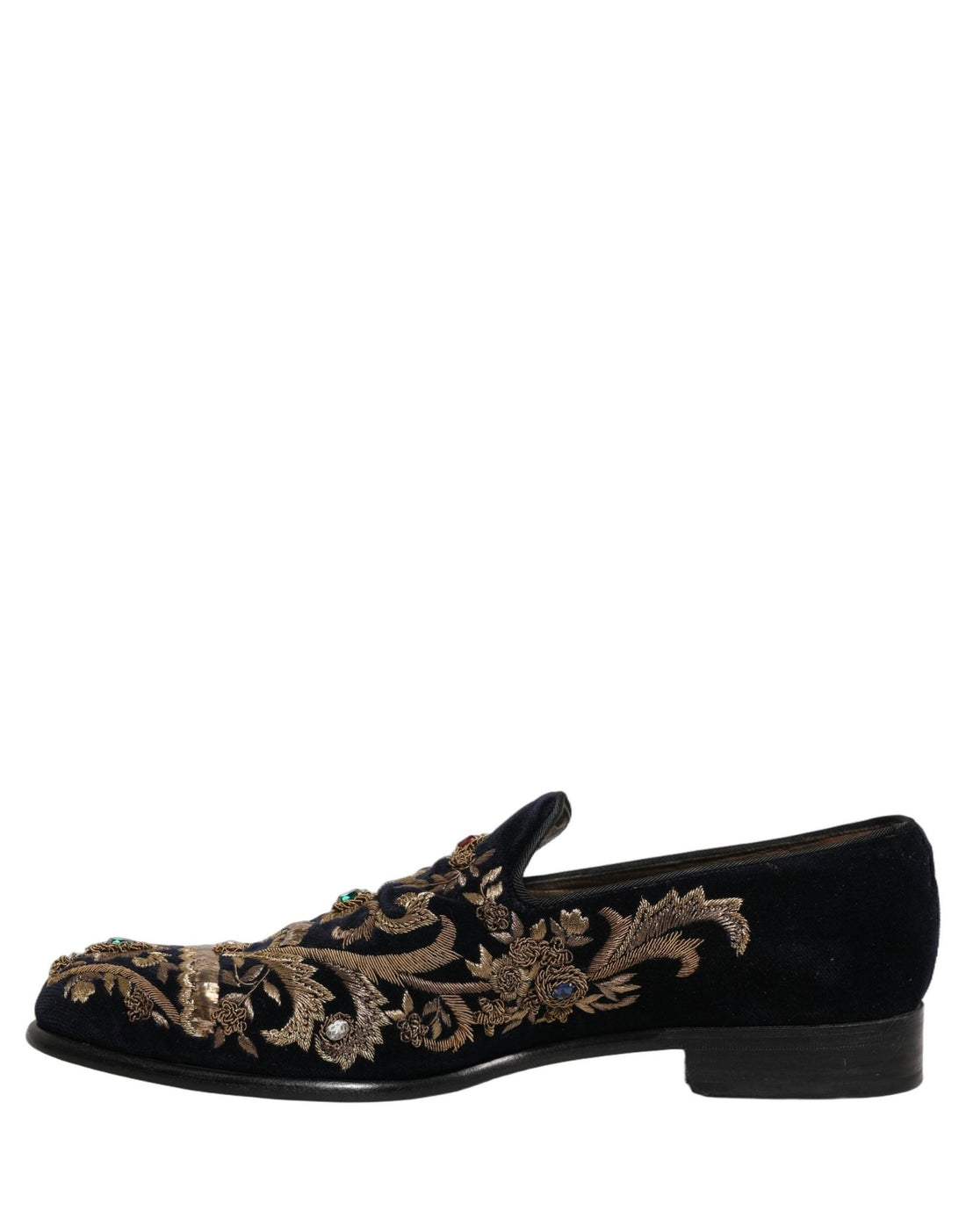 Dolce & Gabbana Black Velvet Embellished Dress Loafers Shoes - RIMODA