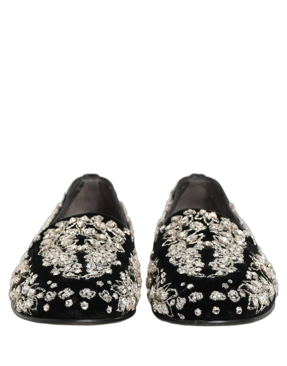 Dolce & Gabbana Black Velvet Embellished Dress Loafers Shoes - RIMODA