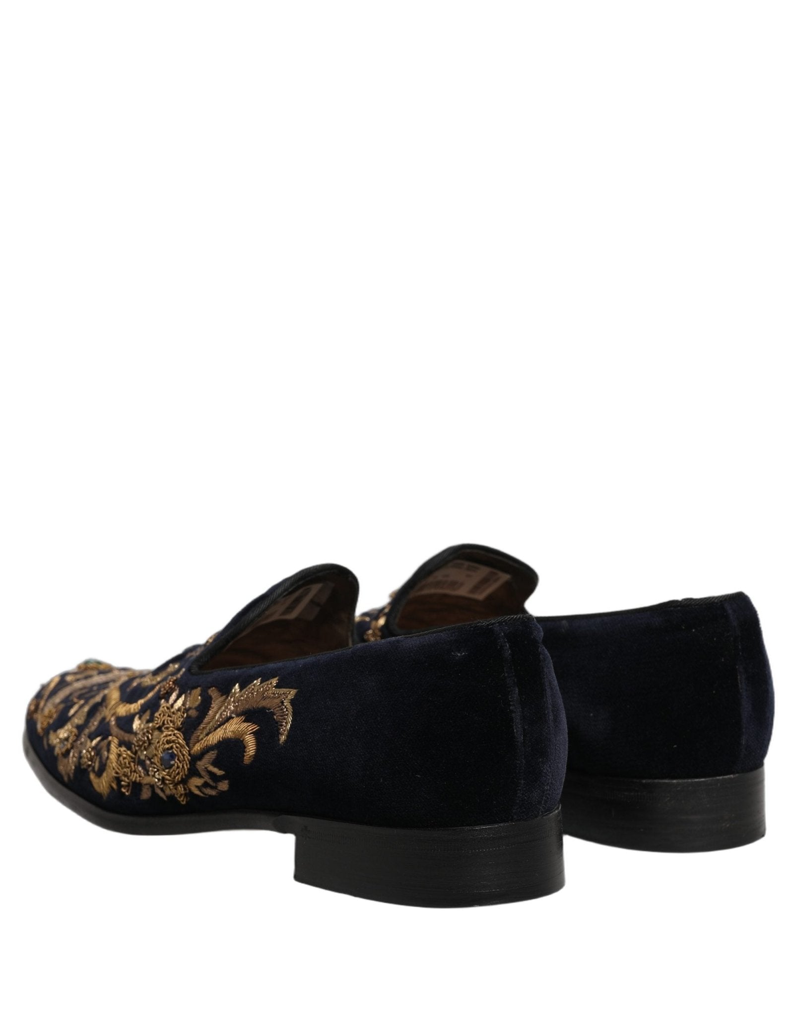 Dolce & Gabbana Black Velvet Embellished Dress Loafers Shoes - RIMODA