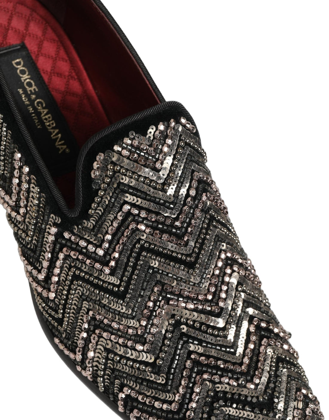 Dolce & Gabbana Black Velvet Floral Embellished Loafers Shoes - RIMODA