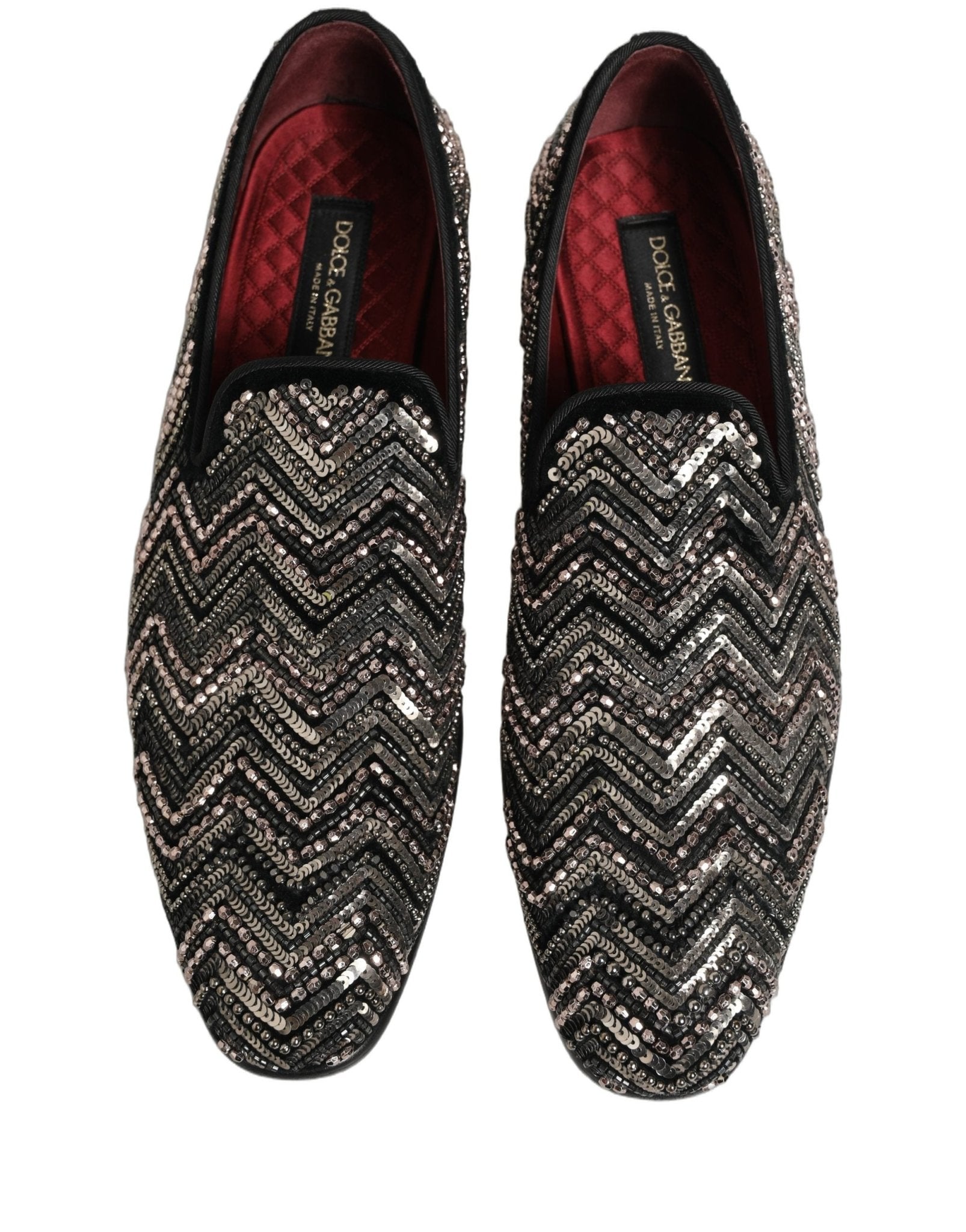 Dolce & Gabbana Black Velvet Floral Embellished Loafers Shoes - RIMODA