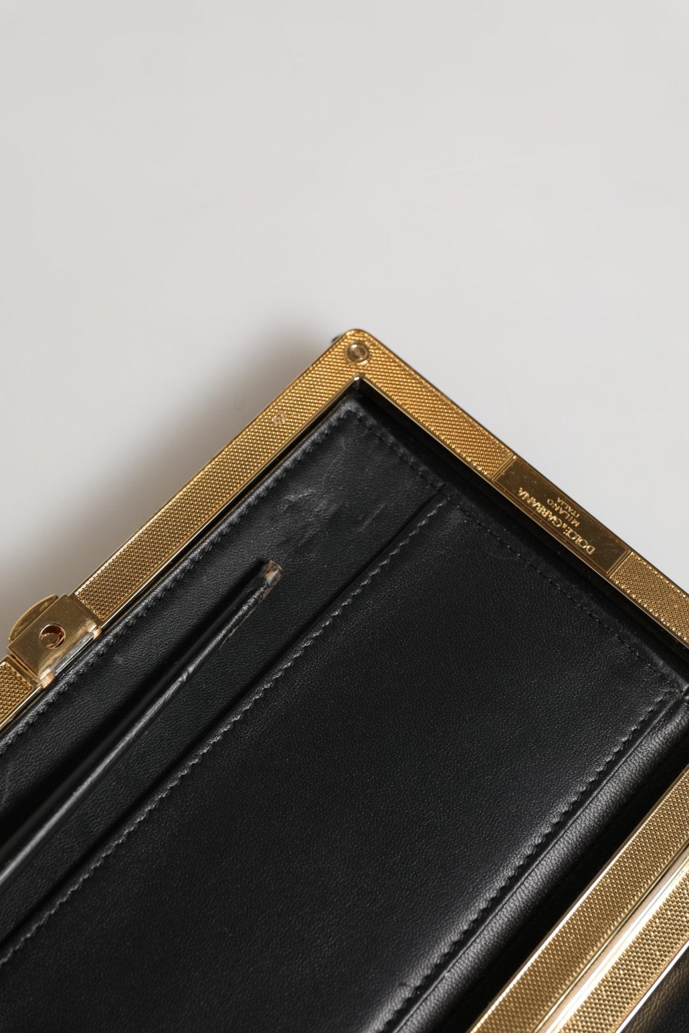Dolce & Gabbana Black Velvet Gold Frame Clutch Evening Clutch Purse Bag - RIMODA