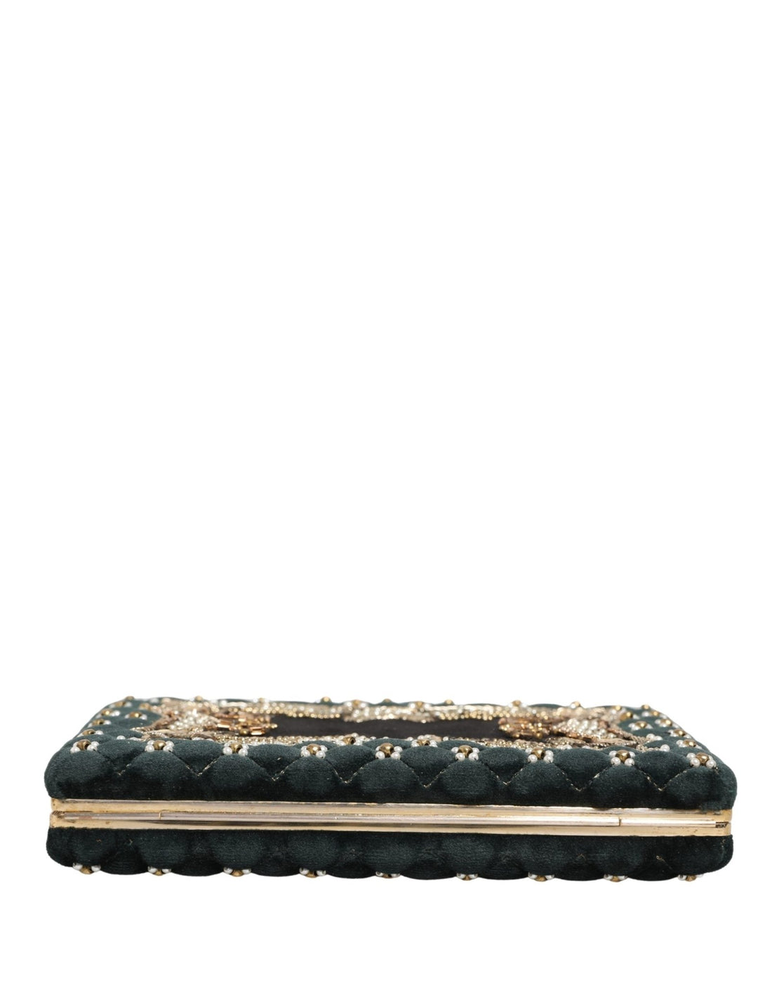Dolce & Gabbana Black Velvet Gold Frame Clutch Evening Clutch Purse Bag - RIMODA