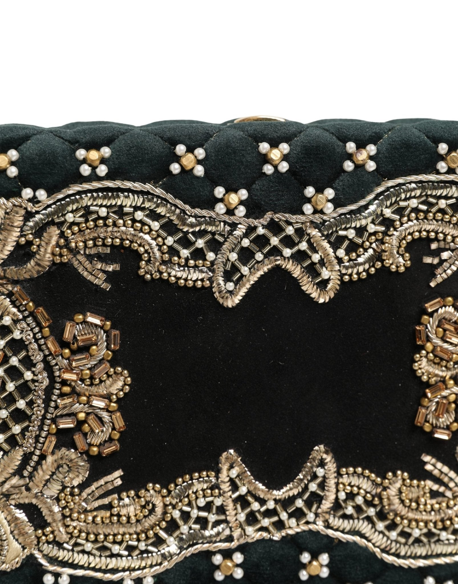 Dolce & Gabbana Black Velvet Gold Frame Clutch Evening Clutch Purse Bag - RIMODA