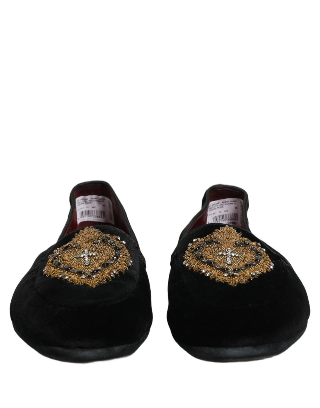 Dolce & Gabbana Black Velvet Sacred Heart Dress Loafers Shoes - RIMODA