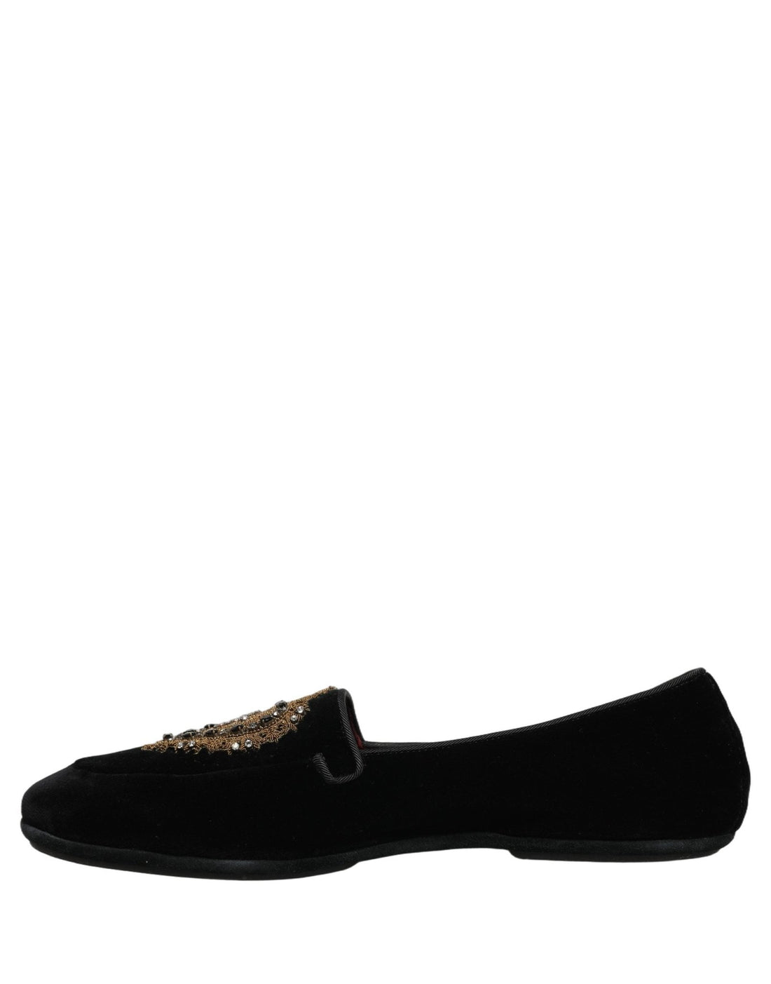 Dolce & Gabbana Black Velvet Sacred Heart Dress Loafers Shoes - RIMODA