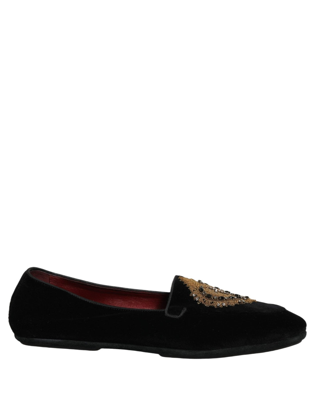 Dolce & Gabbana Black Velvet Sacred Heart Dress Loafers Shoes - RIMODA