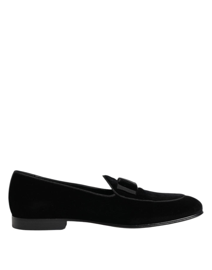 Dolce & Gabbana Black Velvet Slip On Loafers Formal Men Shoes - RIMODA