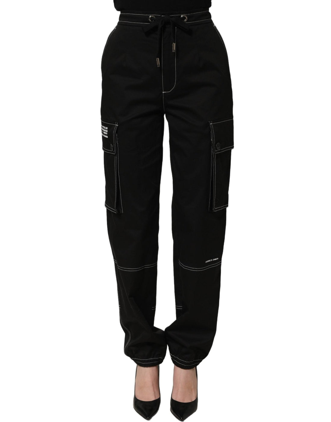 Dolce & Gabbana Black Vibe Cargo High Waist Straight Pants - RIMODA