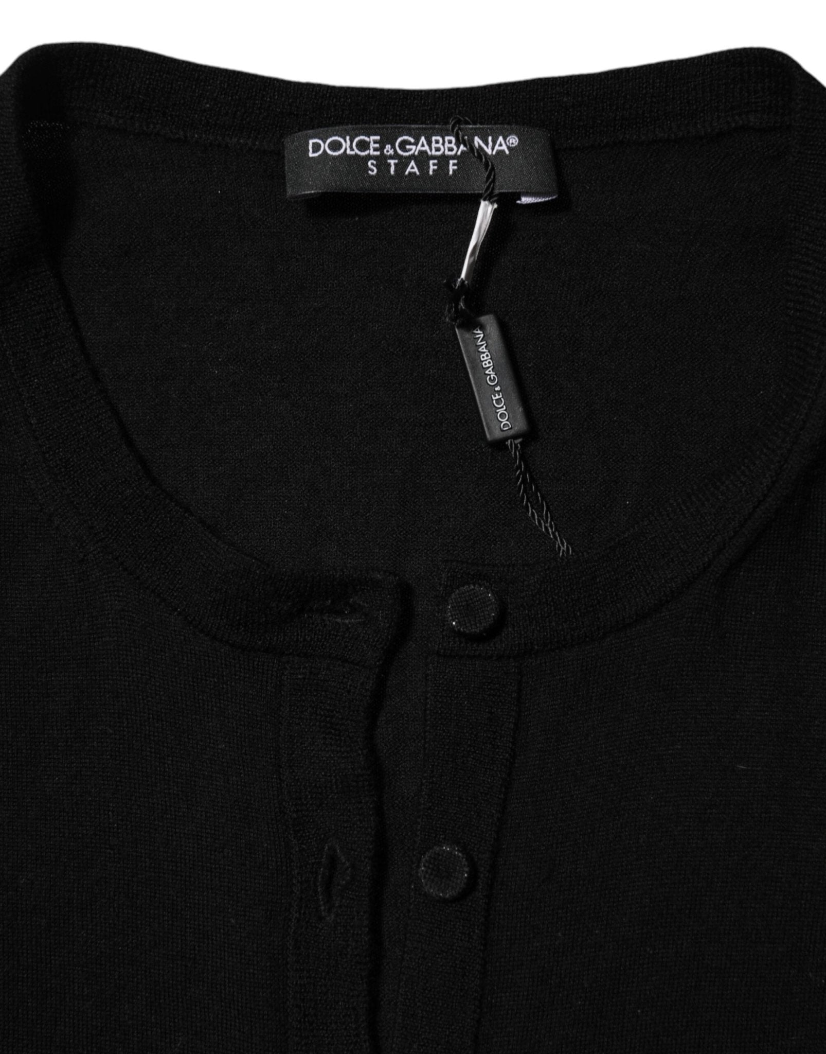 Dolce & Gabbana Black Virgin Wool Buttoned Cardigan Sweater - RIMODA