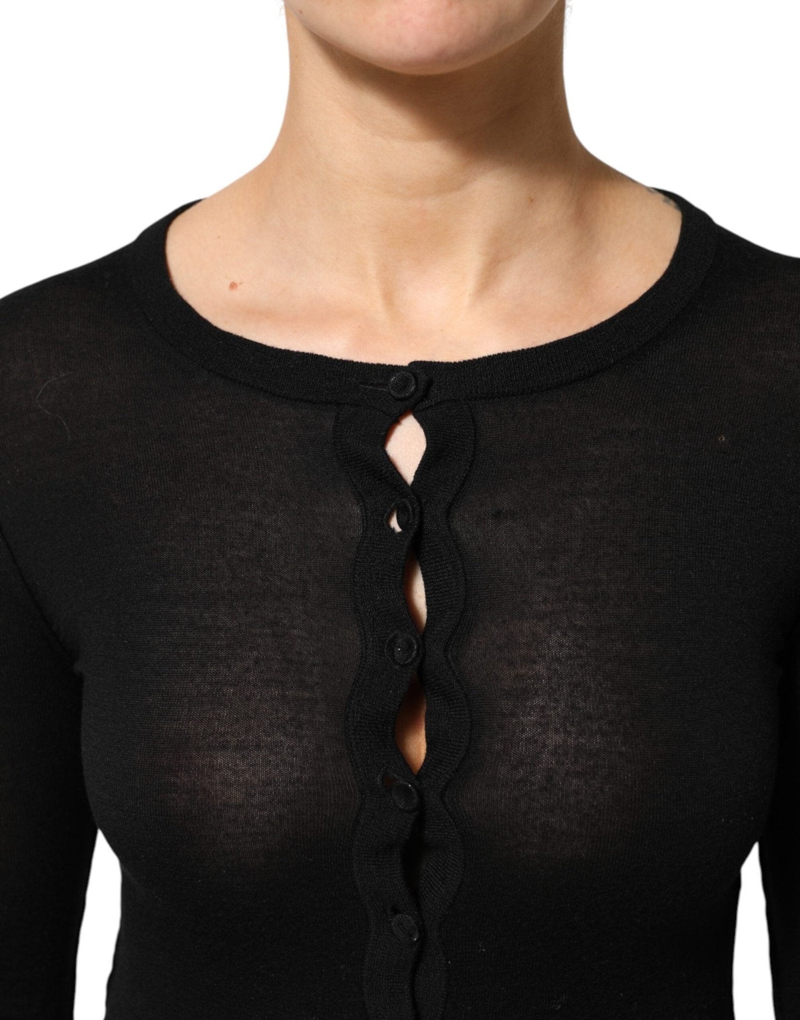 Dolce & Gabbana Black Virgin Wool Buttoned Cardigan Sweater - RIMODA