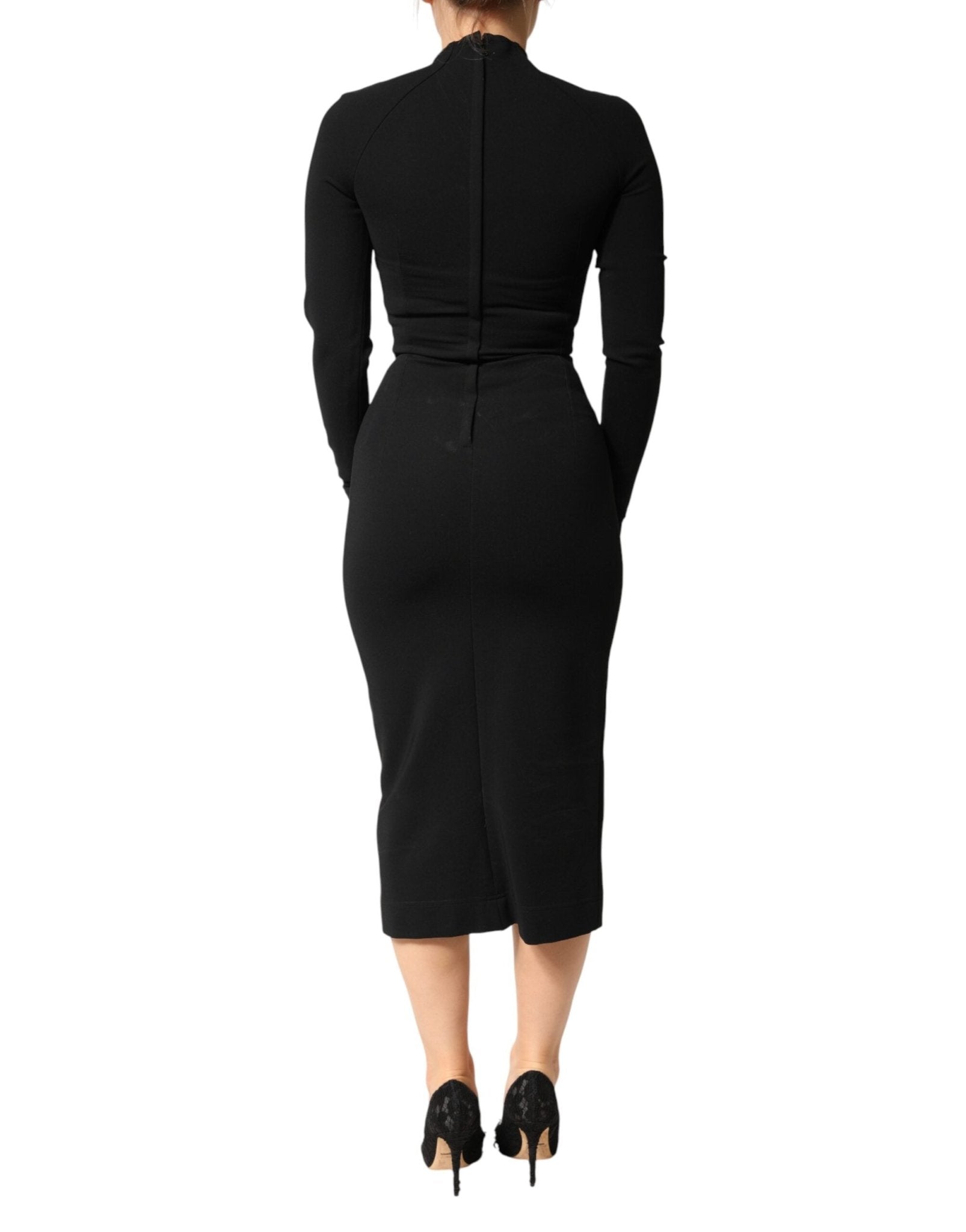 Dolce & Gabbana Black Viscose Bodycon Sheath Midi Dress - RIMODA