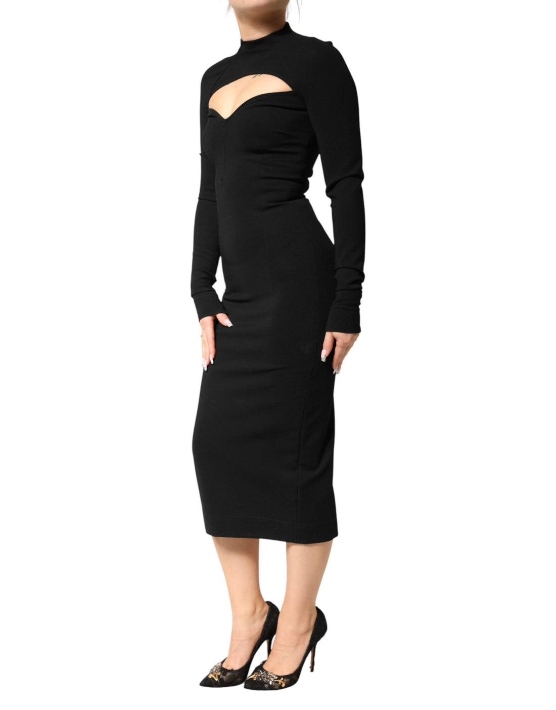 Dolce & Gabbana Black Viscose Bodycon Sheath Midi Dress - RIMODA