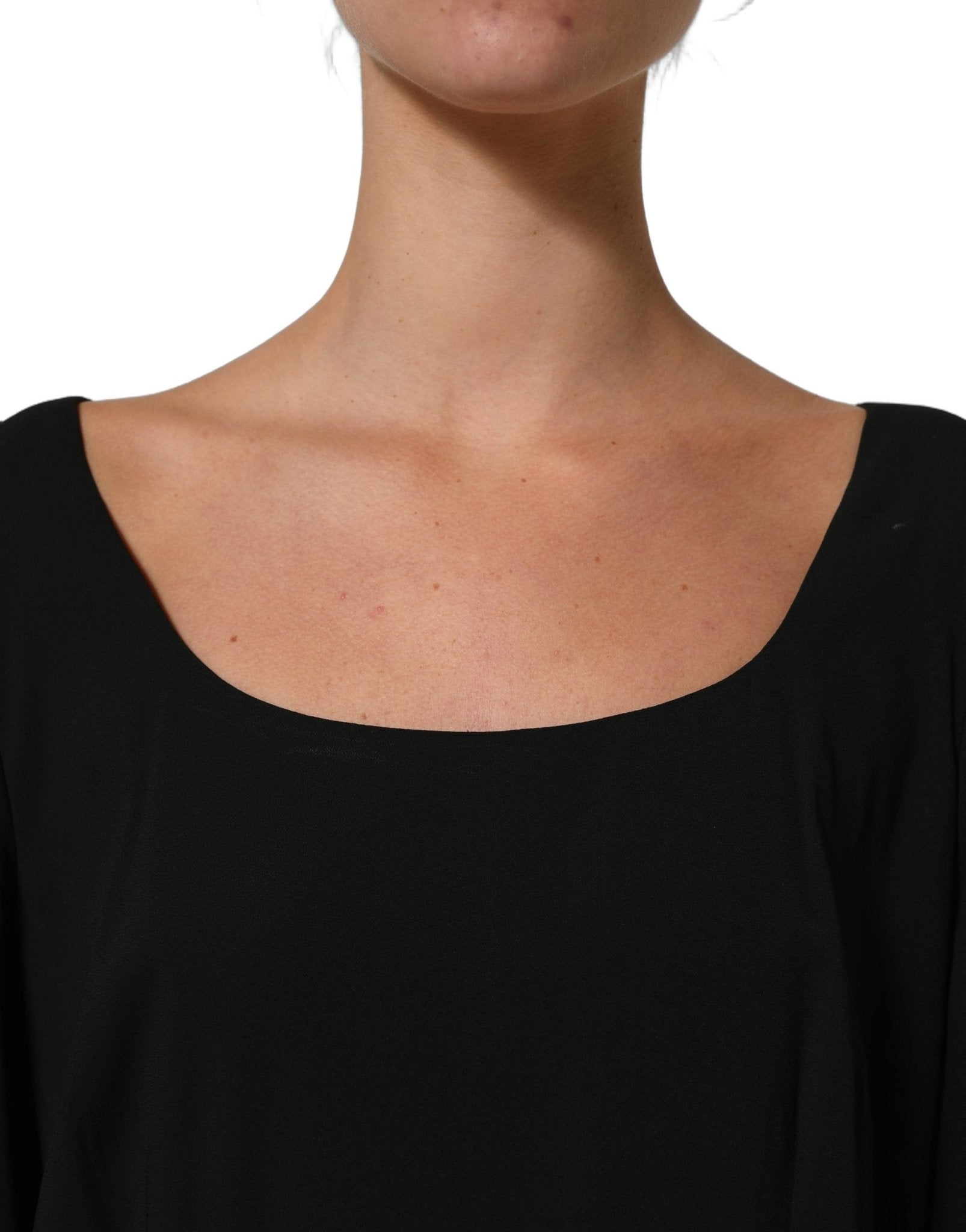 Dolce & Gabbana Black Viscose Cropped Sleeves Midi Dress - RIMODA