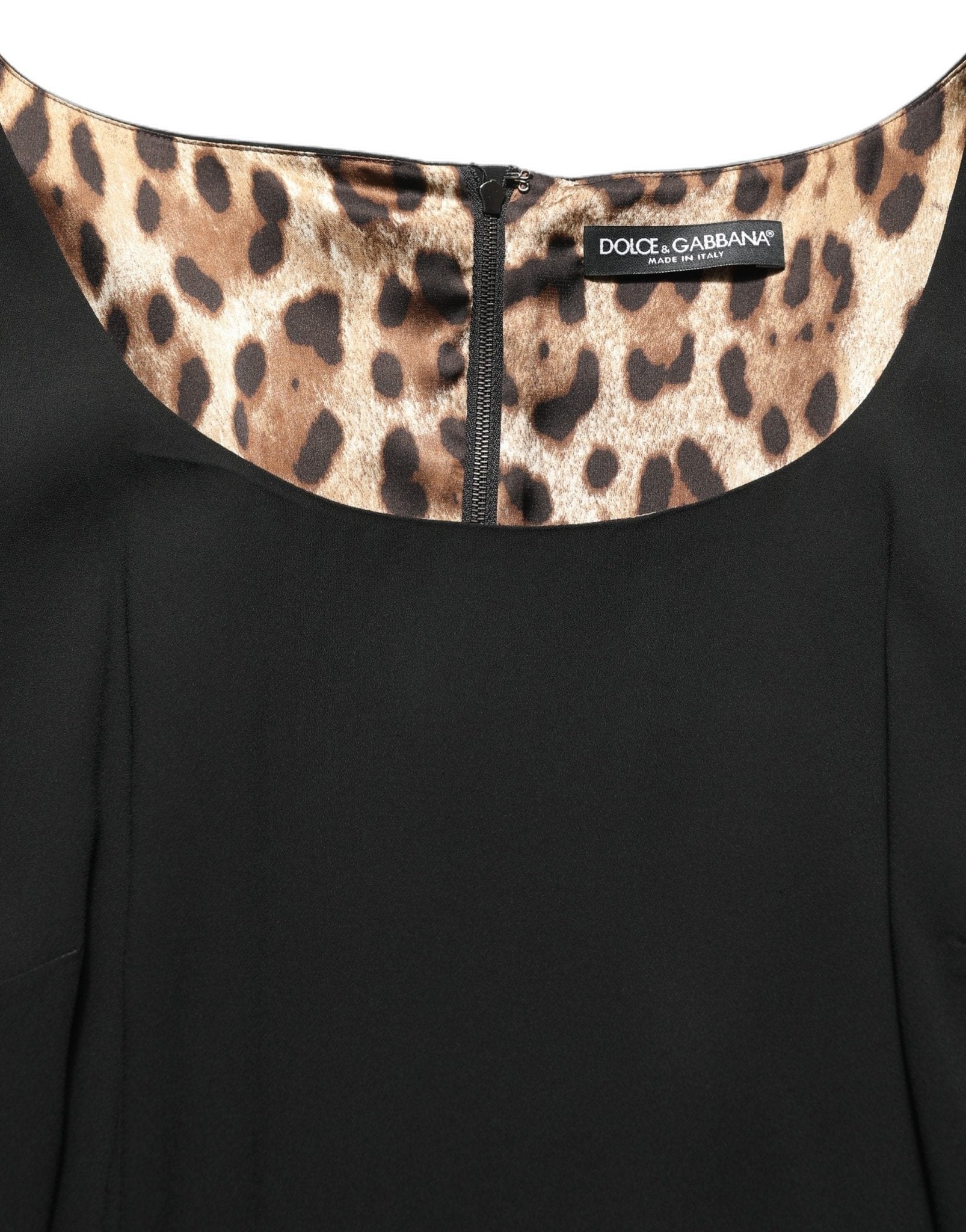 Dolce & Gabbana Black Viscose Cropped Sleeves Midi Dress - RIMODA