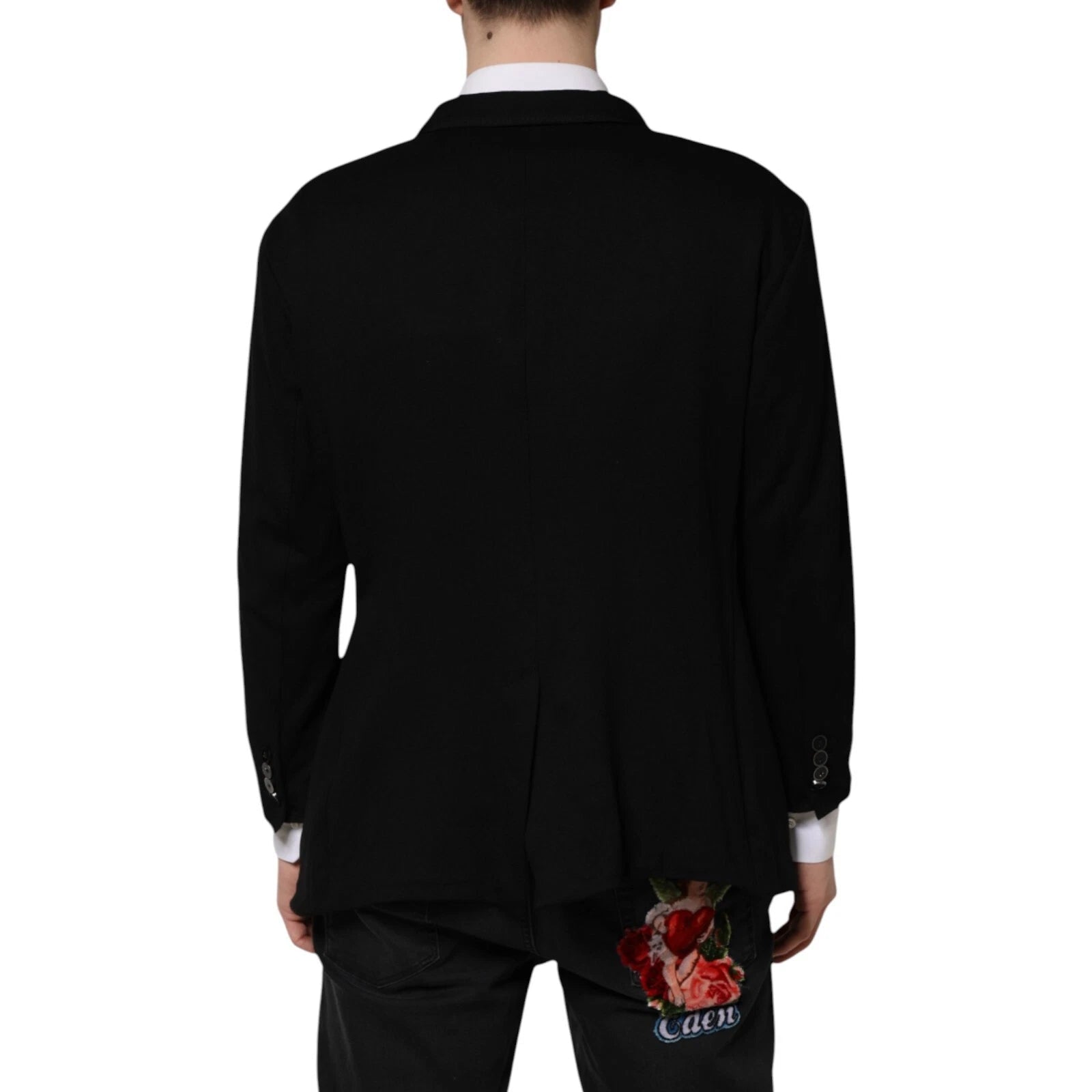 Dolce & Gabbana Black Viscose DG Crown Blazer Coat Jacket - RIMODA