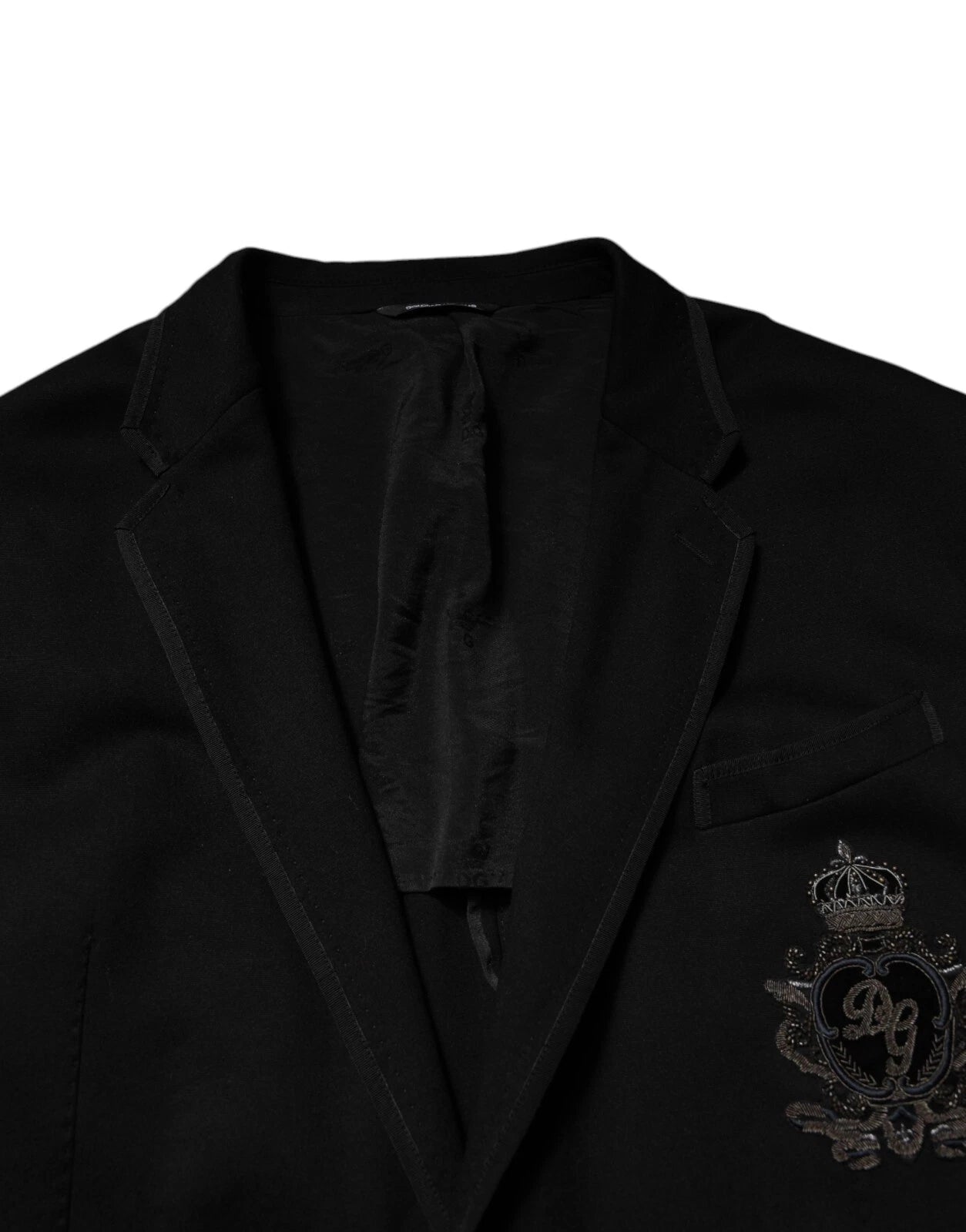 Dolce & Gabbana Black Viscose DG Crown Blazer Coat Jacket - RIMODA