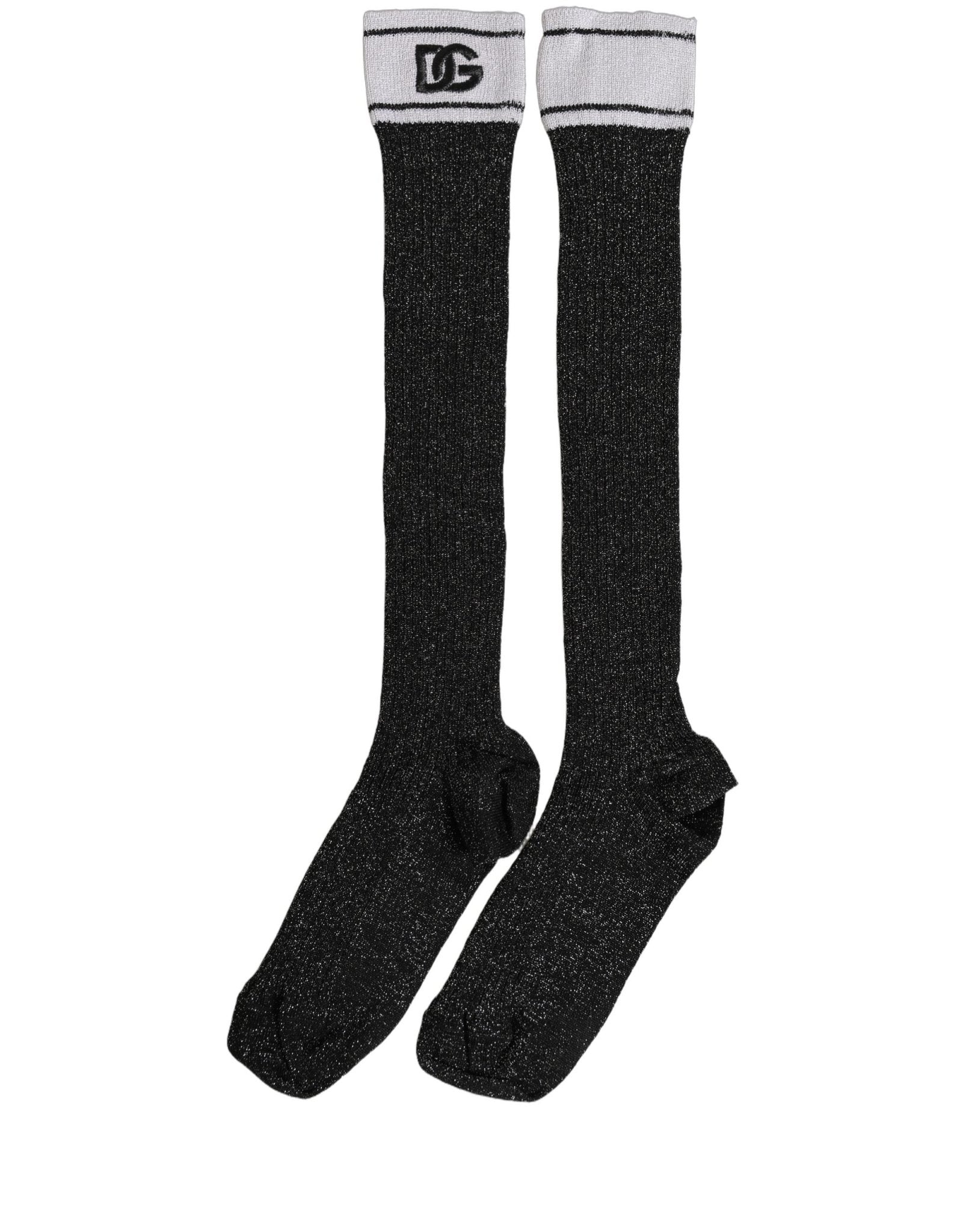 Dolce & Gabbana Black Viscose DG Logo Knee High Accessory Socks - RIMODA