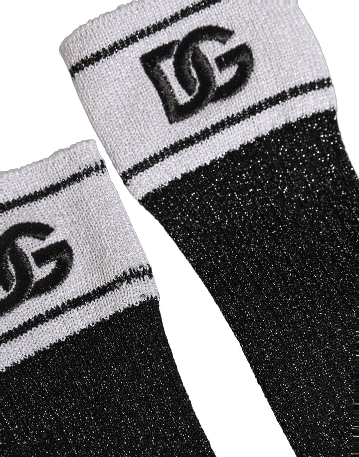 Dolce & Gabbana Black Viscose DG Logo Knee High Accessory Socks - RIMODA