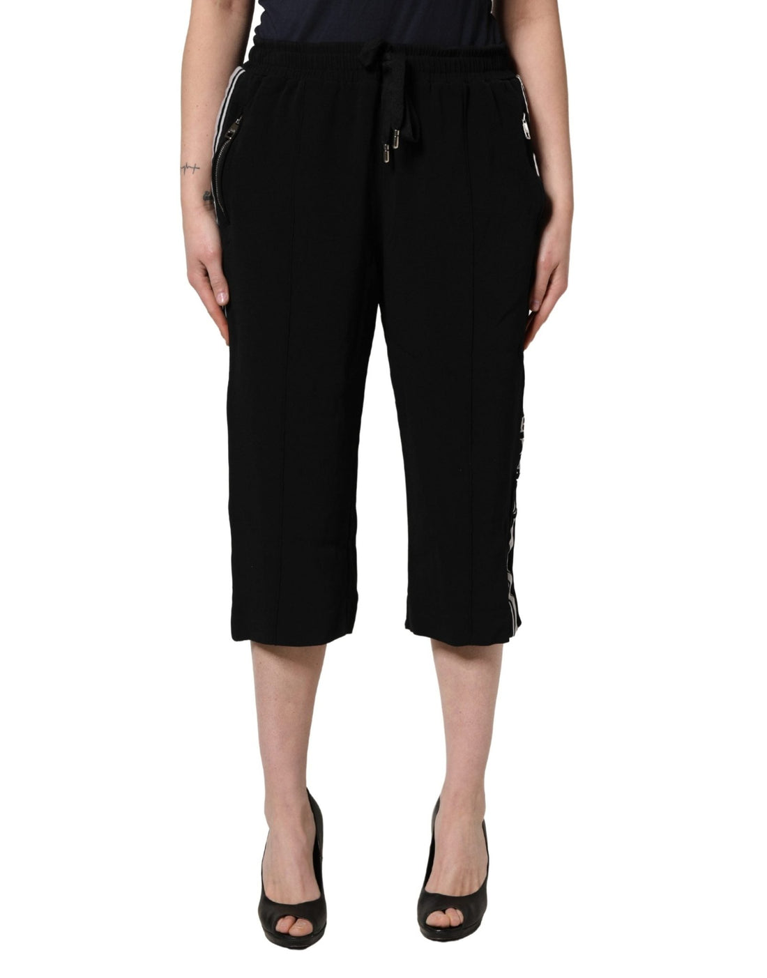 Dolce & Gabbana Black Viscose Mid Waist Cropped Women Pants - RIMODA