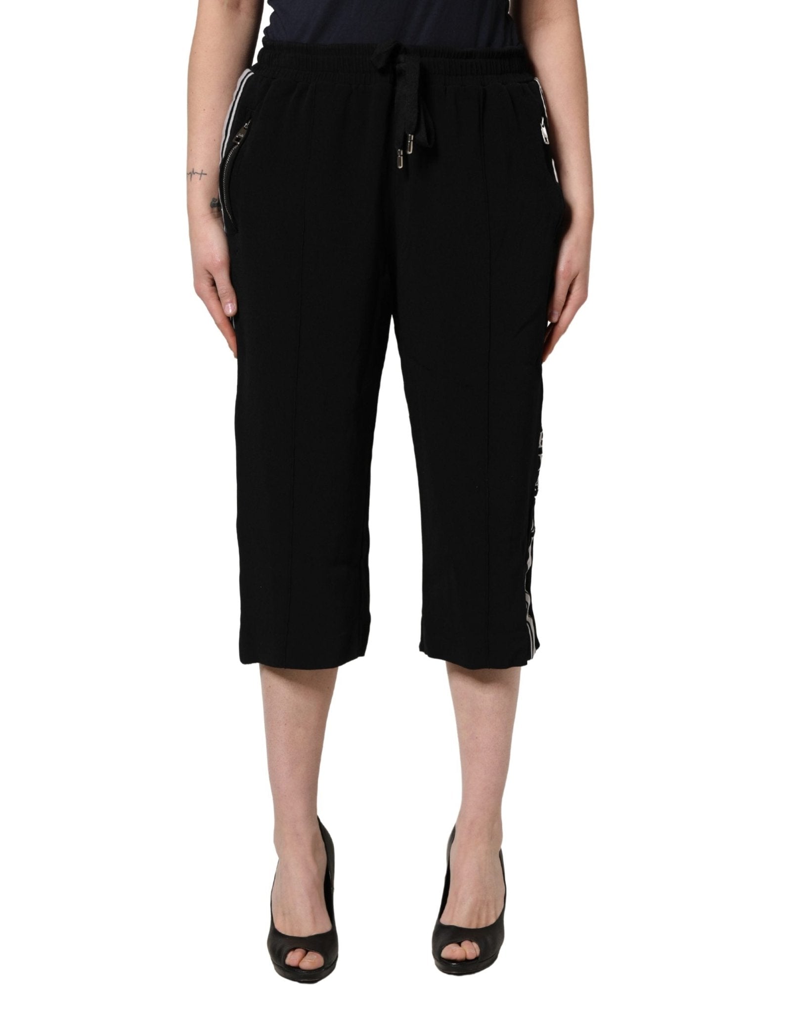 Dolce & Gabbana Black Viscose Mid Waist Cropped Women Pants - RIMODA