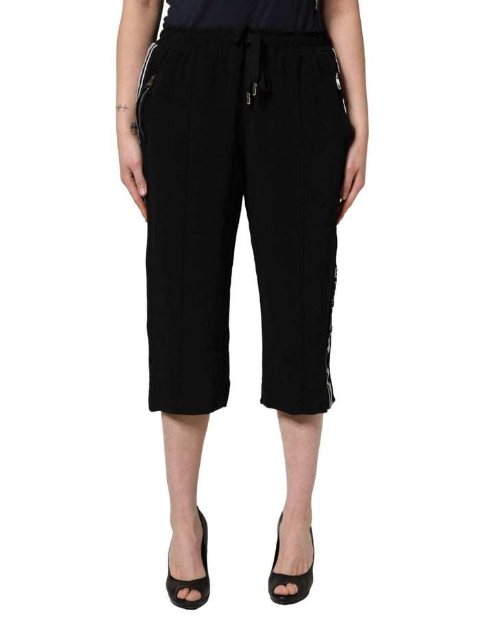 Dolce & Gabbana Black Viscose Mid Waist Cropped Women Pants - RIMODA