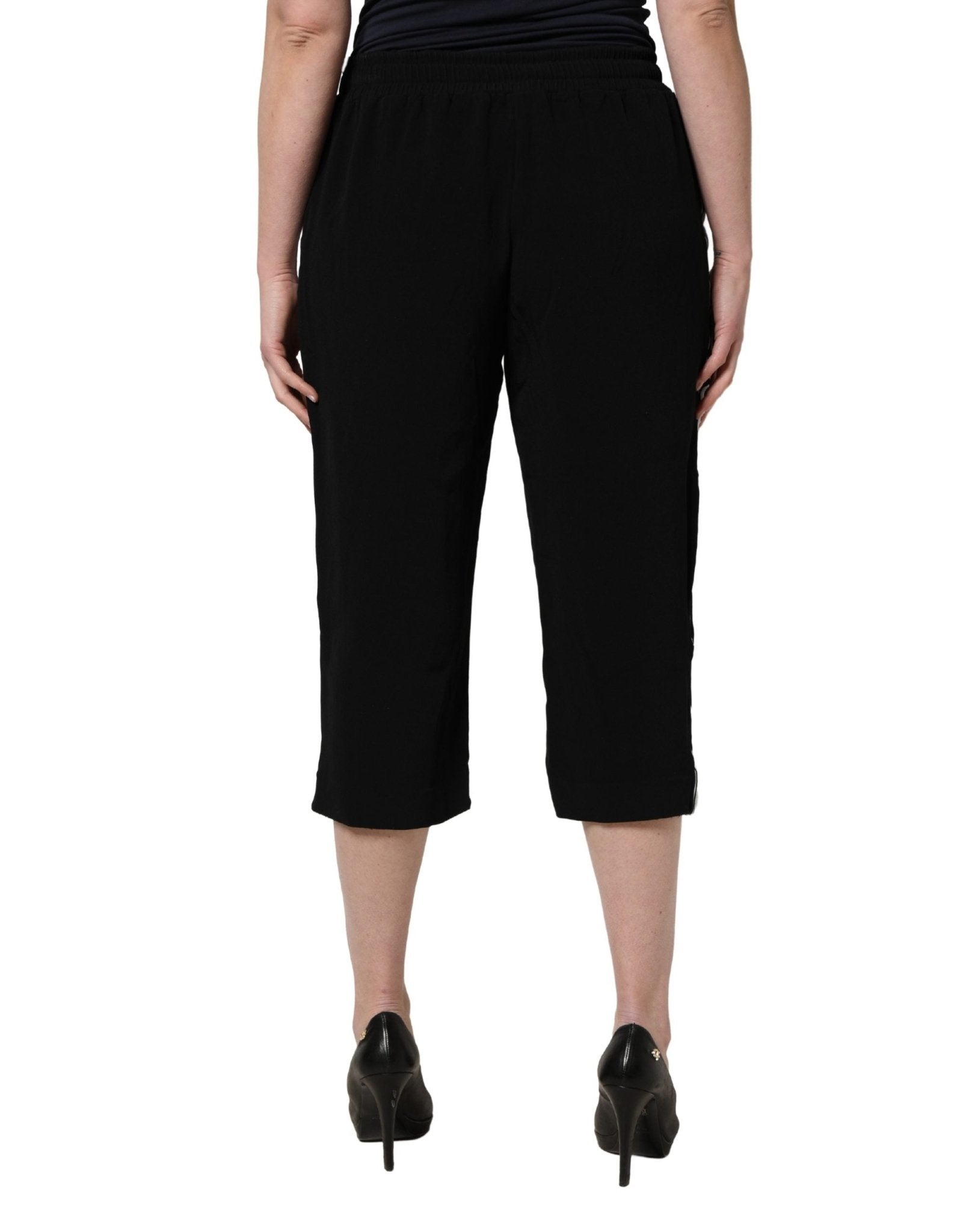 Dolce & Gabbana Black Viscose Mid Waist Cropped Women Pants - RIMODA