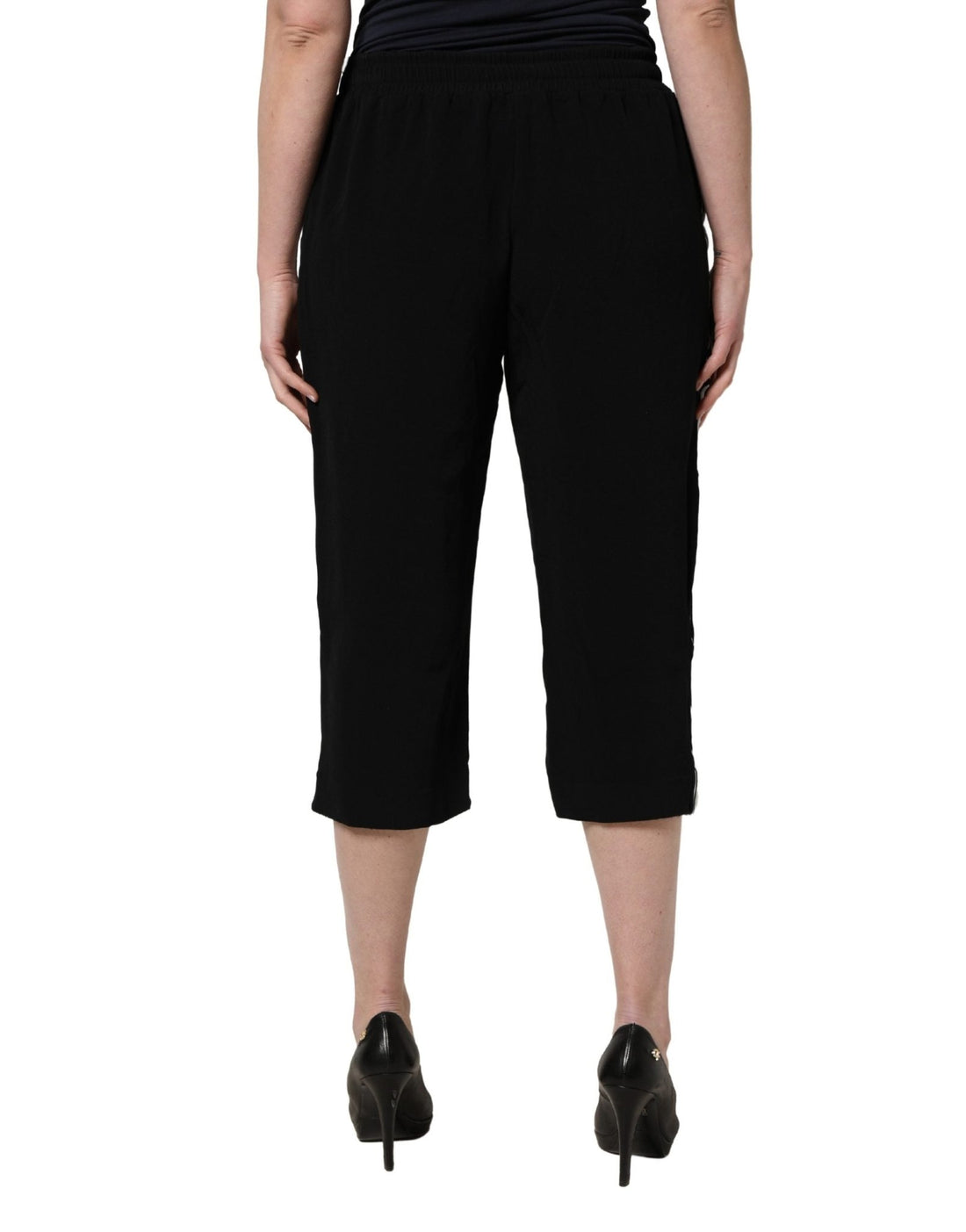 Dolce & Gabbana Black Viscose Mid Waist Cropped Women Pants - RIMODA