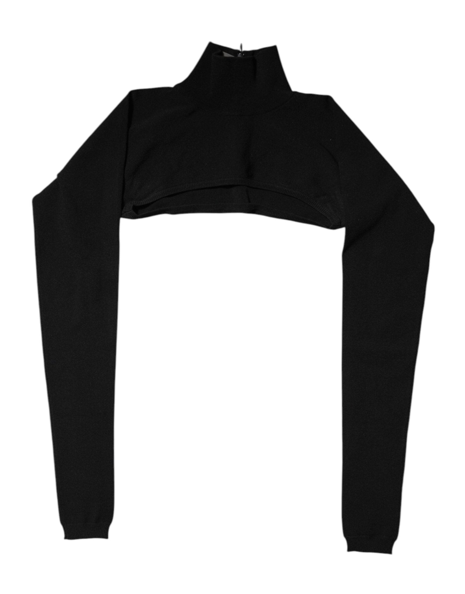 Dolce & Gabbana Black Viscose Turtle Neck Crop Pullover Top - RIMODA