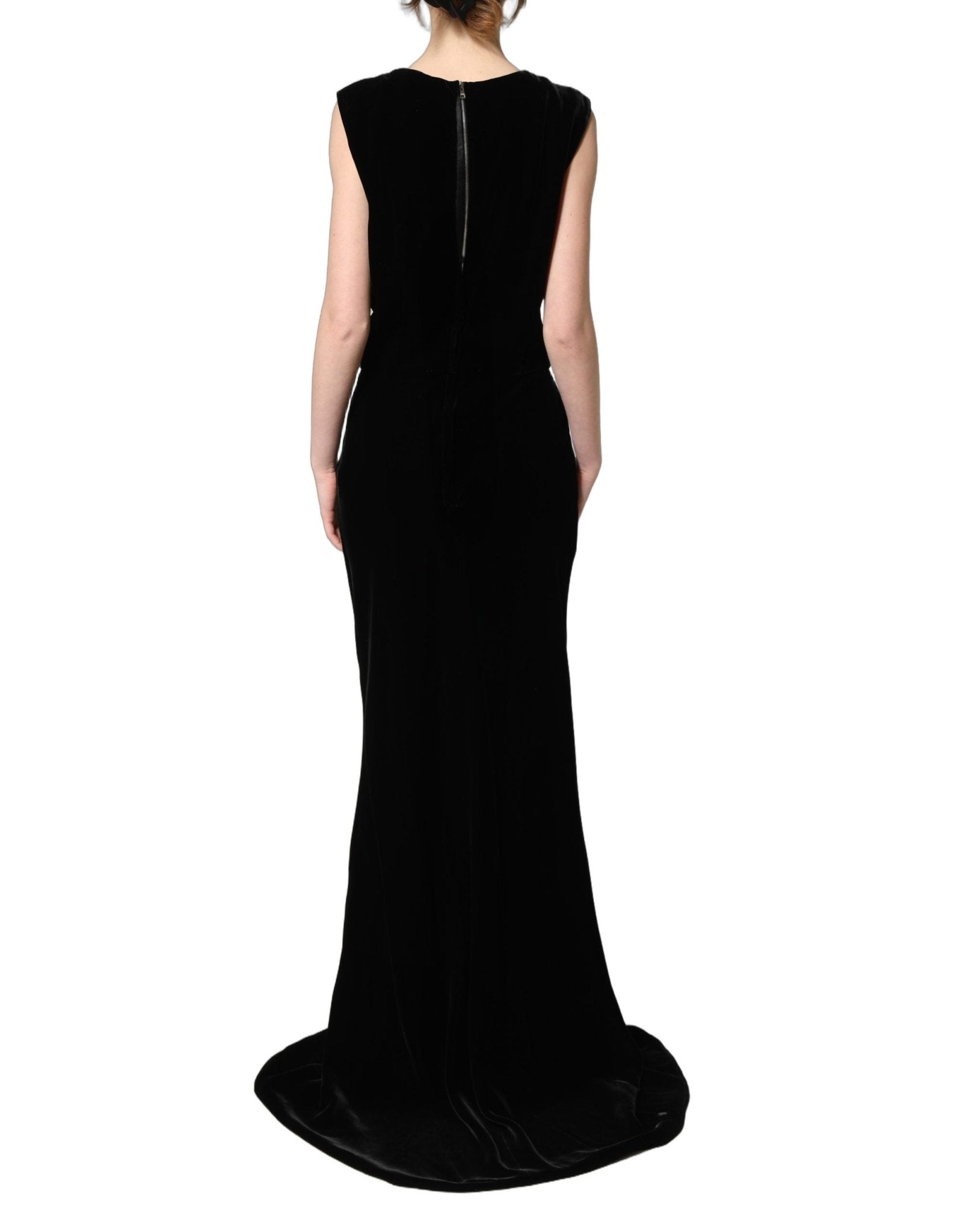 Dolce & Gabbana Black Viscose Velvet Floor Length Gown Dress - RIMODA
