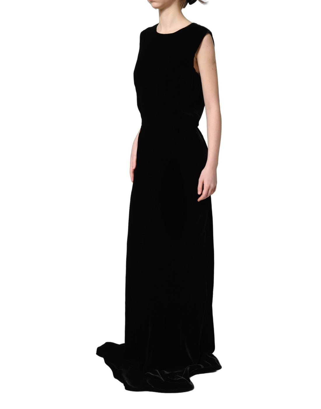 Dolce & Gabbana Black Viscose Velvet Floor Length Gown Dress - RIMODA