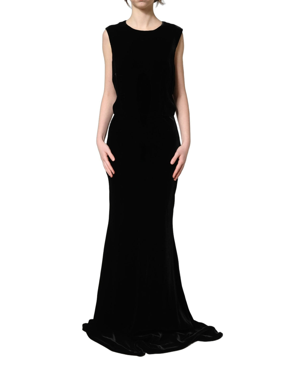 Dolce & Gabbana Black Viscose Velvet Floor Length Gown Dress - RIMODA