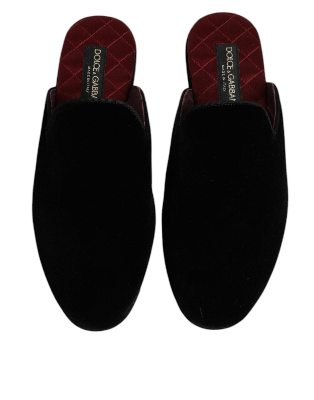 Dolce & Gabbana Black Viscose Velvet Slides Flat Slipper Shoes - RIMODA