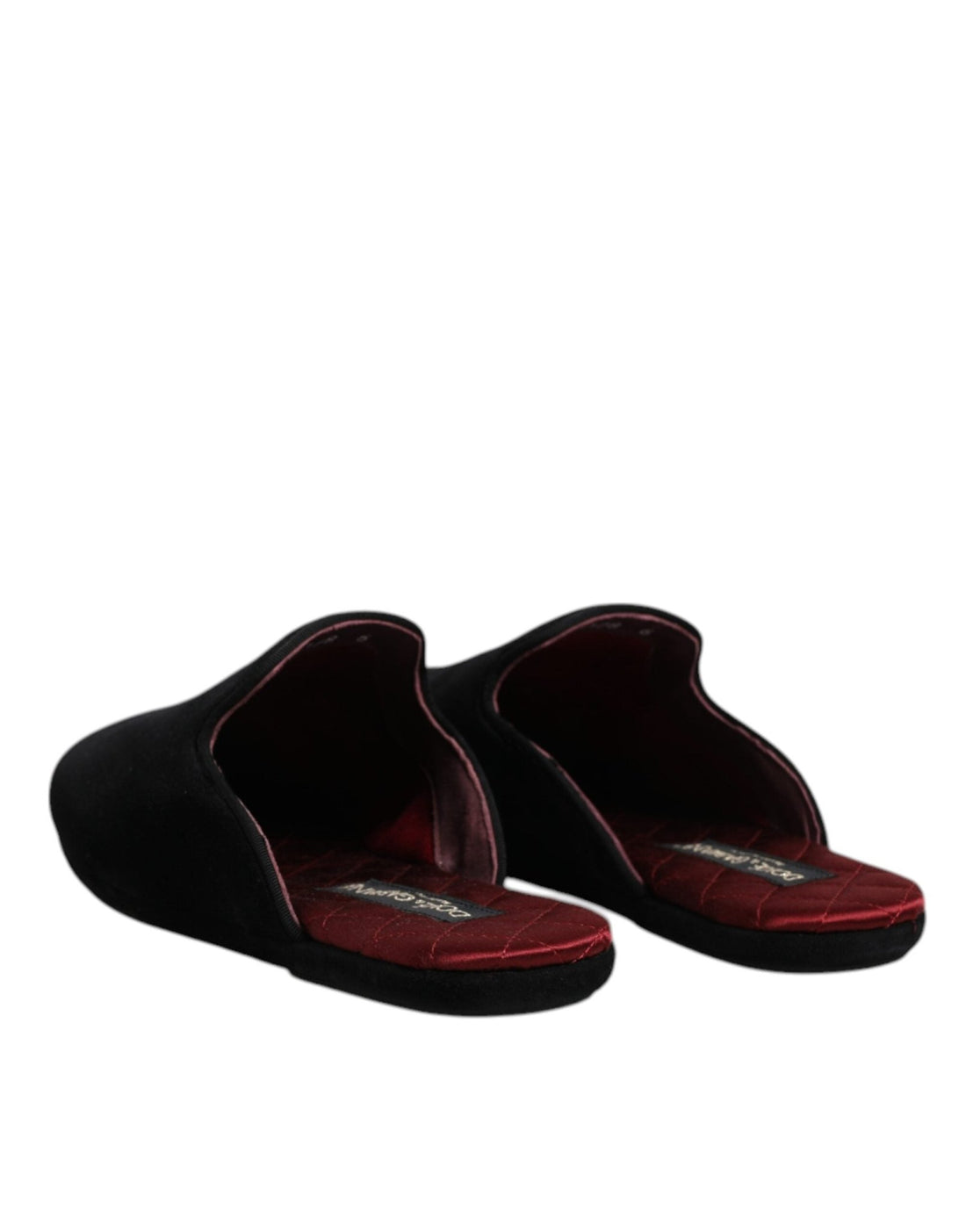 Dolce & Gabbana Black Viscose Velvet Slides Flat Slipper Shoes - RIMODA