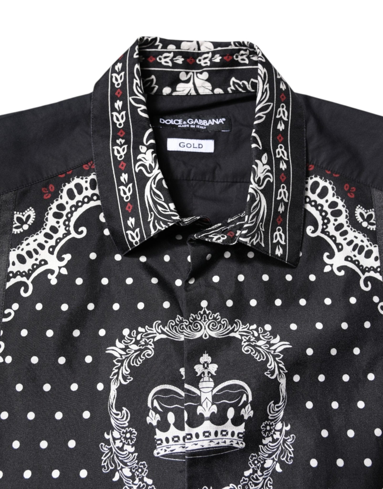 Dolce & Gabbana Black White Bandana GOLD Formal Dress Shirt - RIMODA