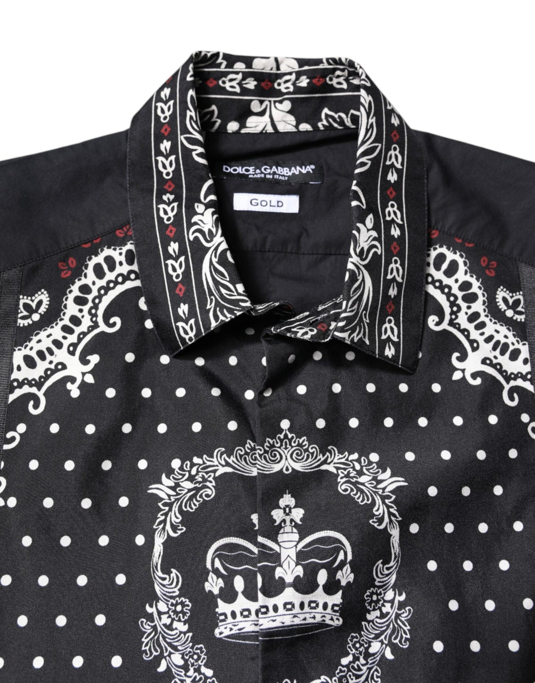 Dolce & Gabbana Black White Bandana GOLD Formal Dress Shirt - RIMODA