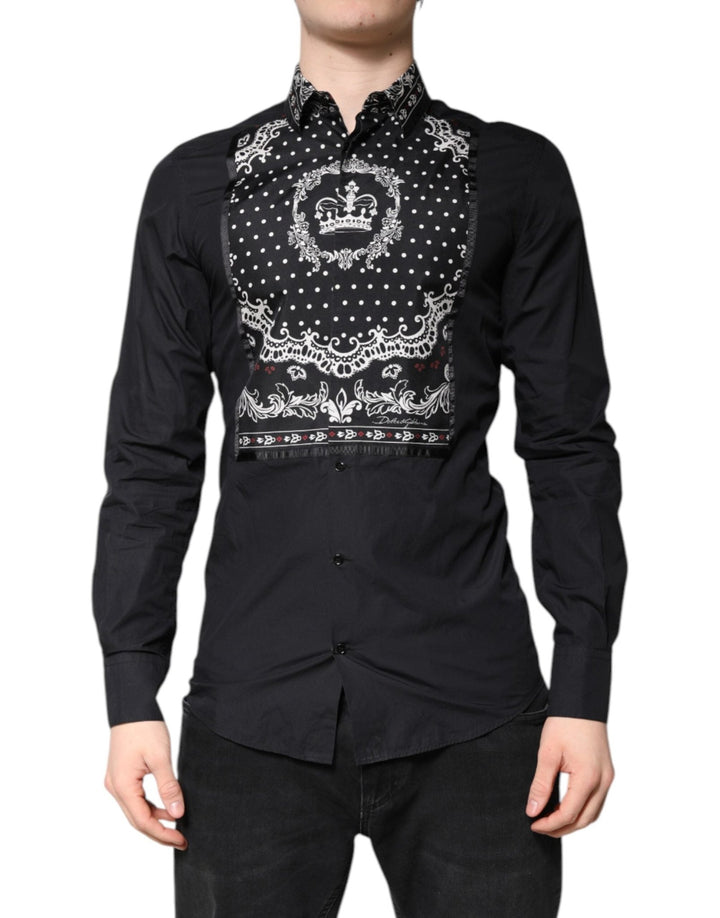 Dolce & Gabbana Black White Bandana GOLD Formal Dress Shirt - RIMODA