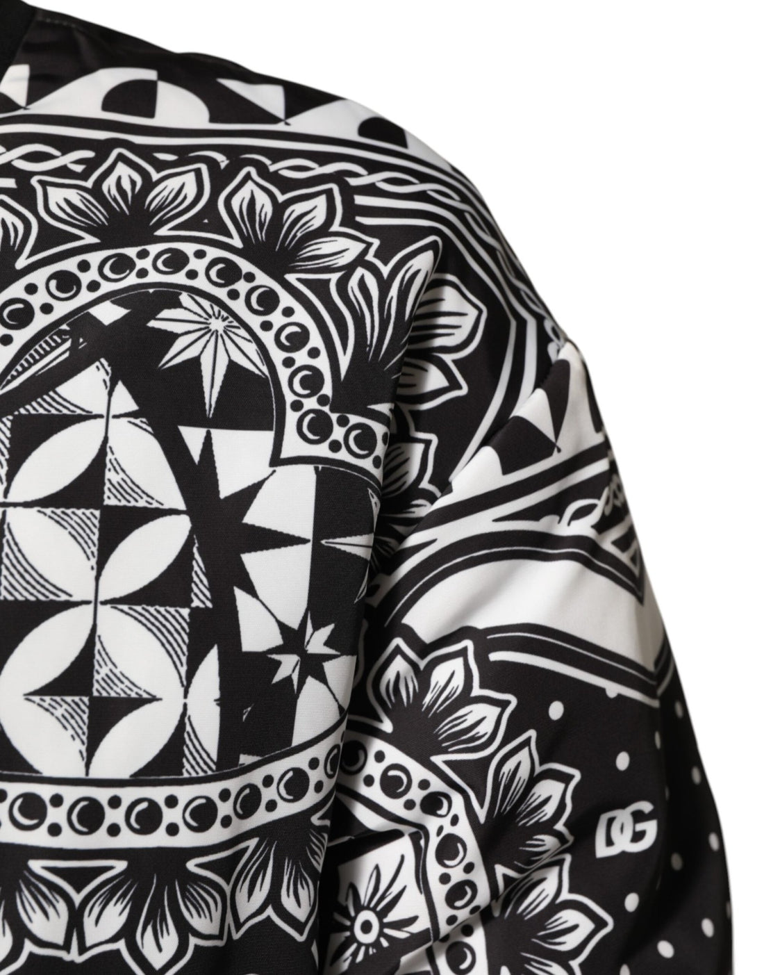 Dolce & Gabbana Black White Bandana Print Bomber Jacket - RIMODA
