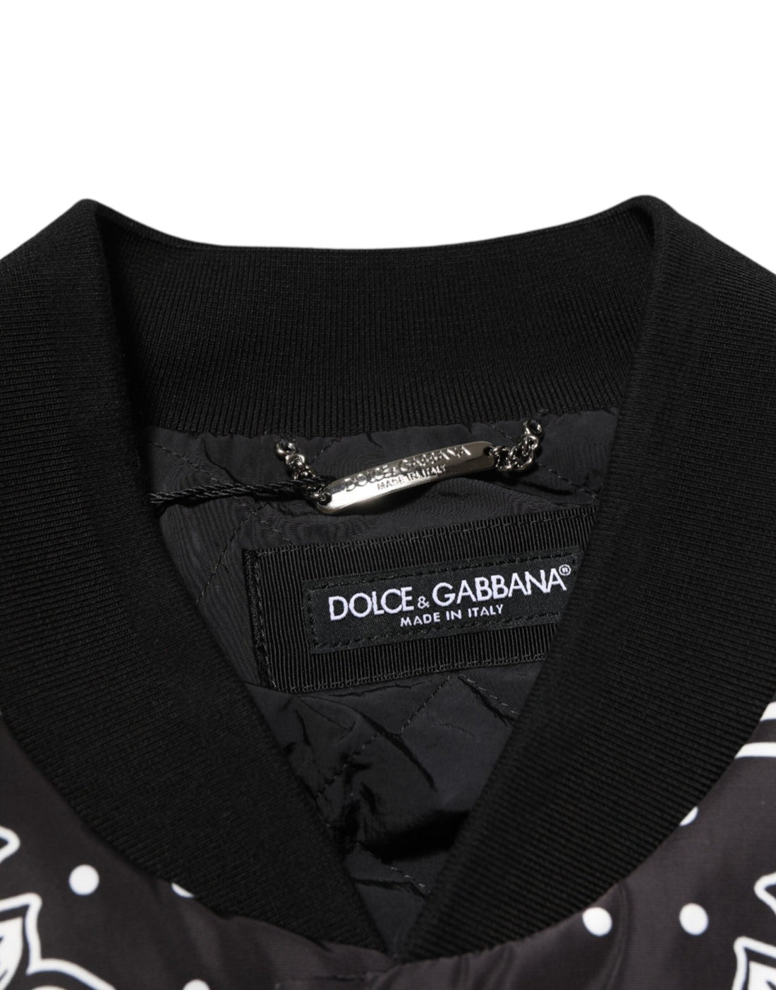 Dolce & Gabbana Black White Bandana Print Bomber Jacket - RIMODA