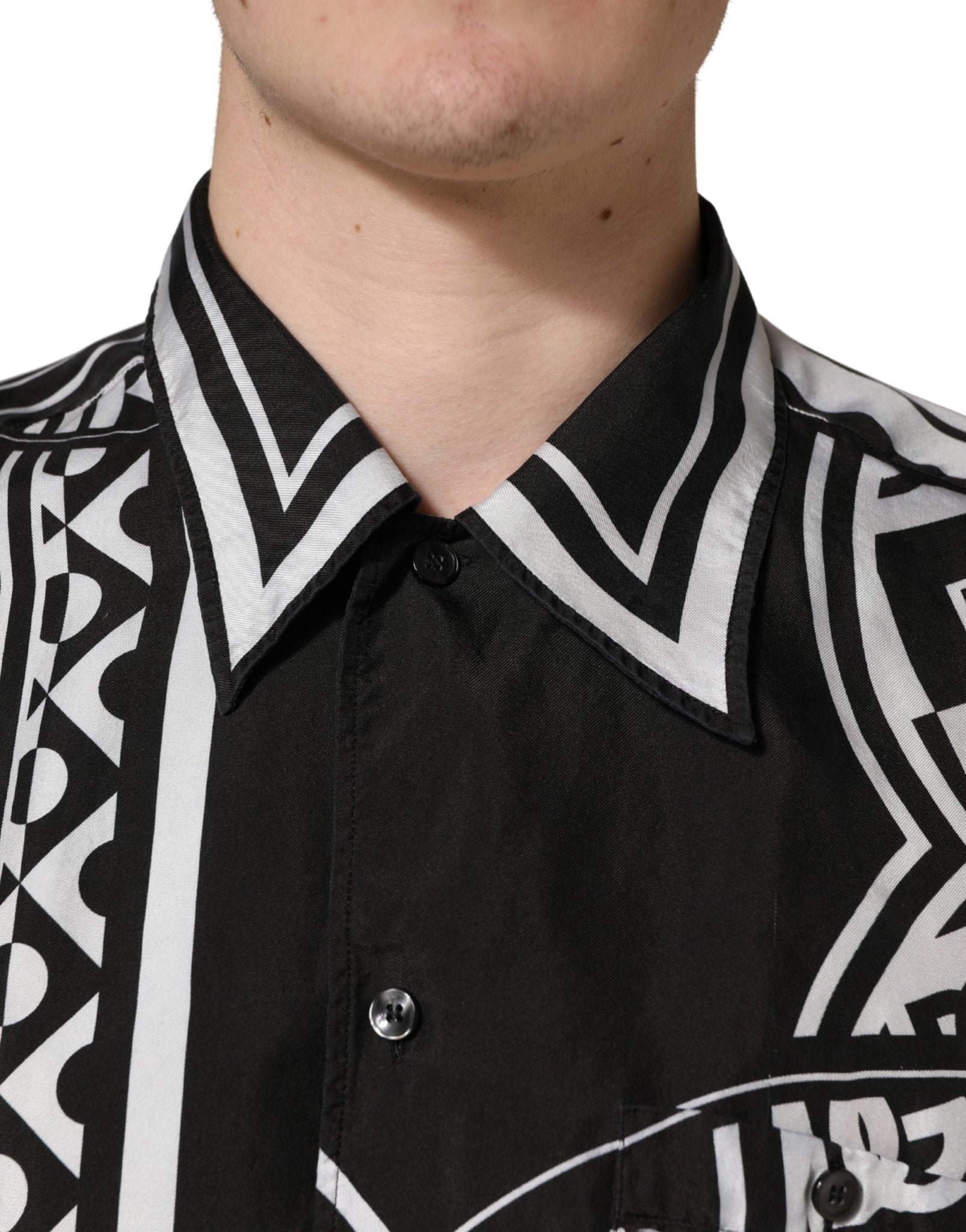Dolce & Gabbana Black White Bandana Print Collared Shirt - RIMODA